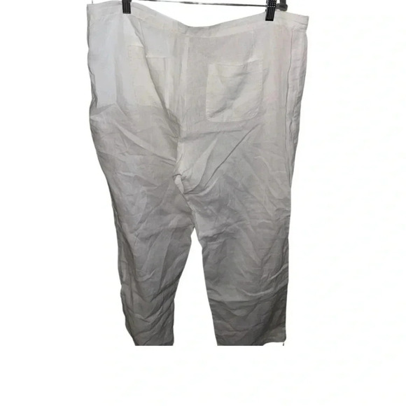 Kenar White Linen Wide Leg Drawstring Pants Size XL - Picture 7 of 8